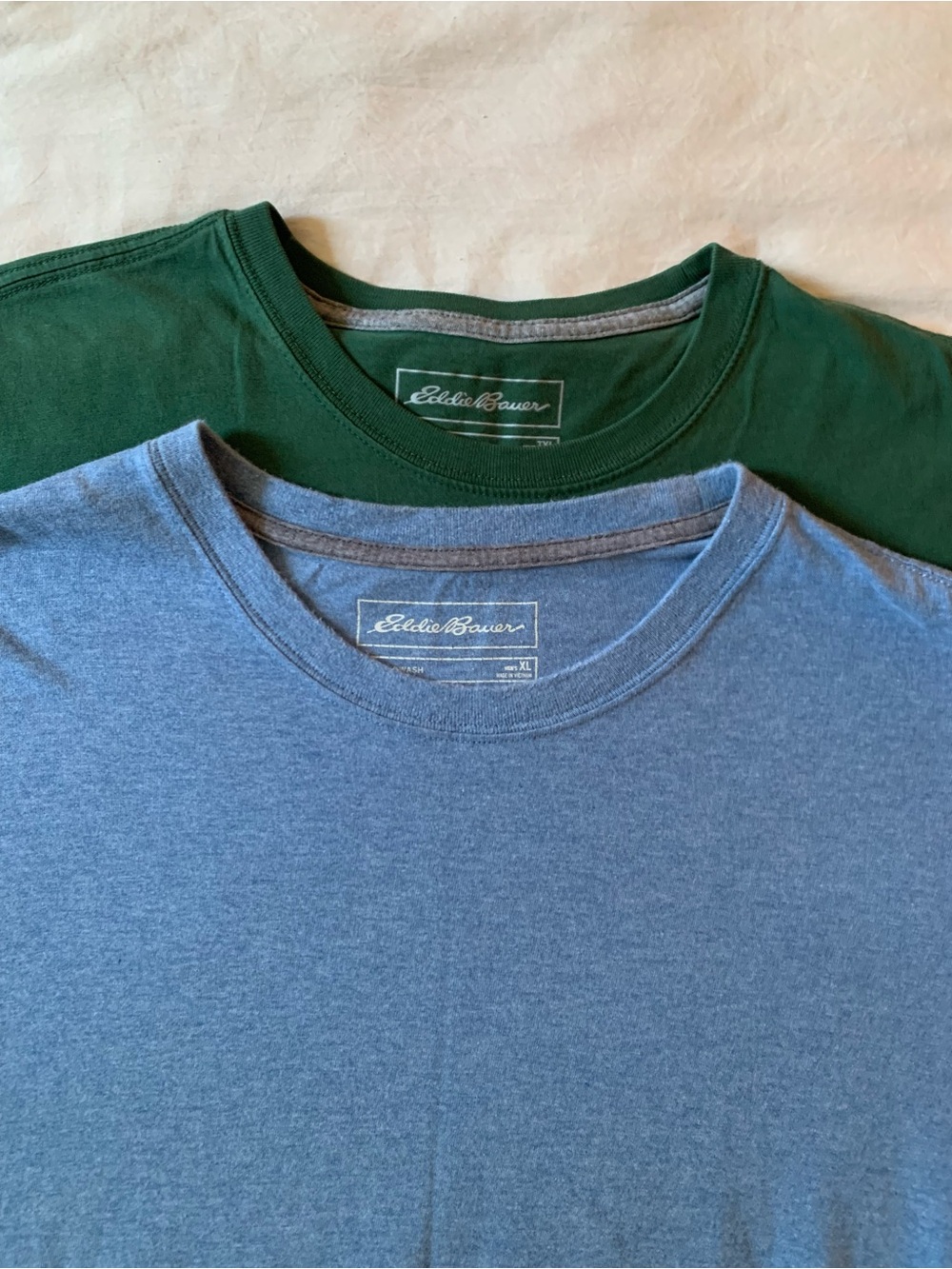 Eddie Bauer Men's Crew Neck T-Shirt 2Pack — Forest Green & Heather Blue